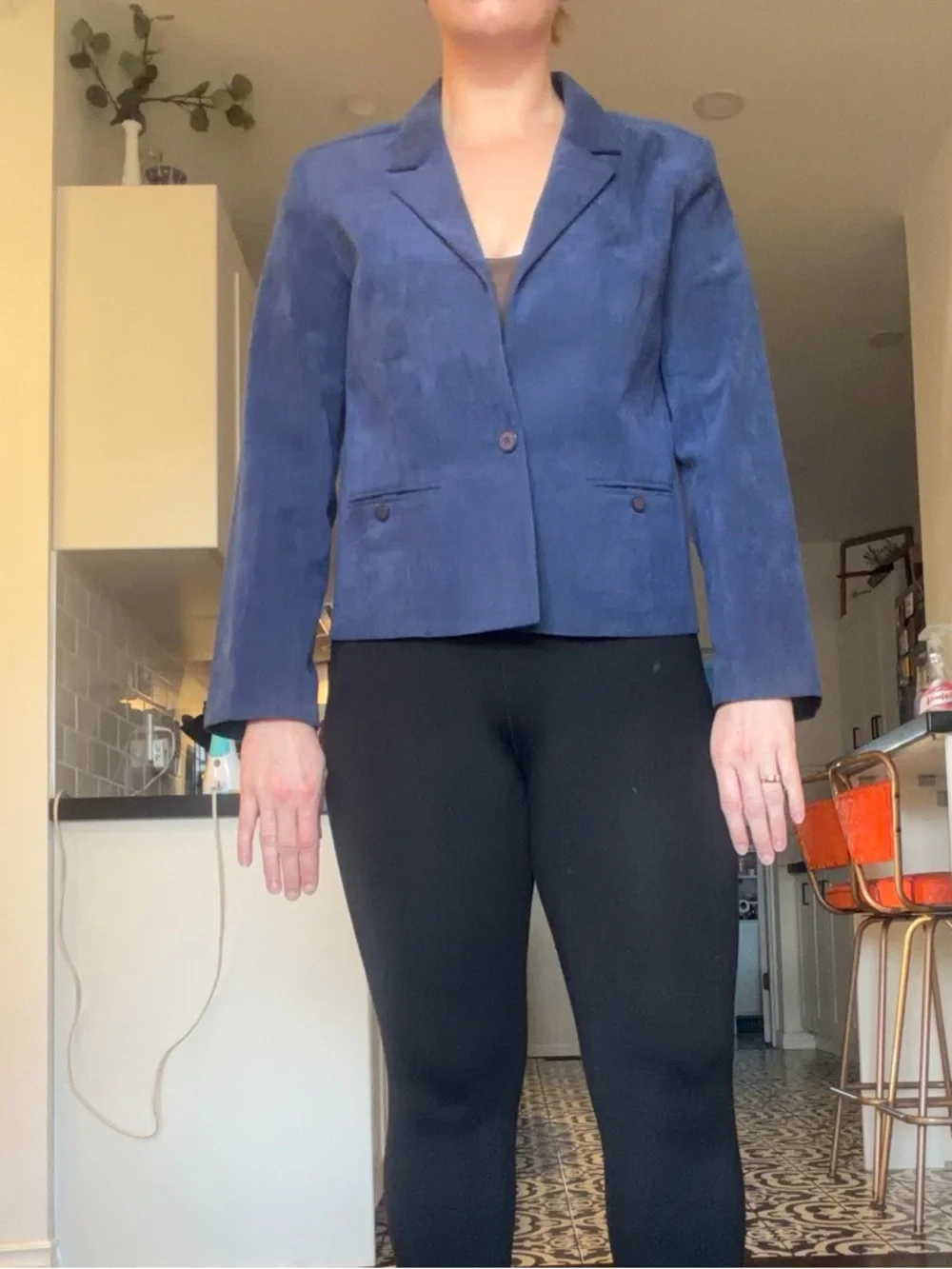 Vintage 70s Navy Women's Suede Coat, Jacket and skirt Set - Picture 10 of 16
